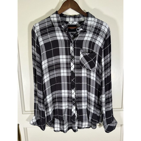 Rails Women’s Hunter Black White Plaid Button Long Sleeve Shirt Size Small - Picture 1 of 9